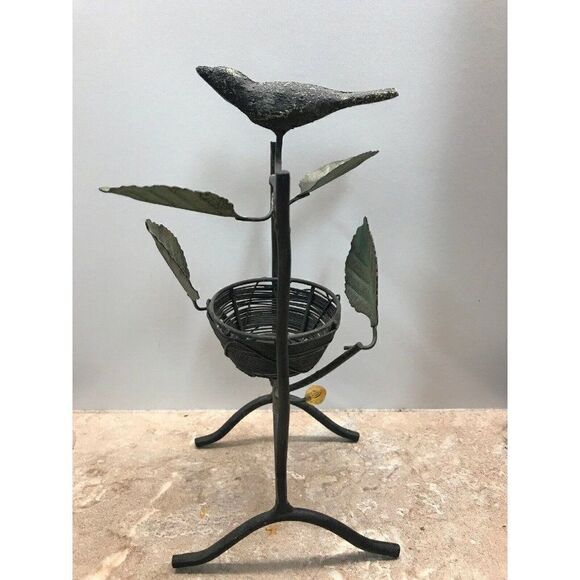 Little BIRD on BRANCH with NEST metal Candle Votiv - Picture 1 of 5